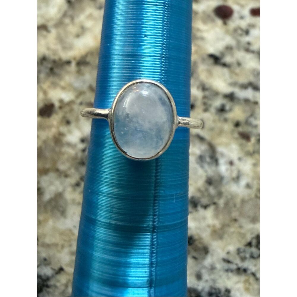 Dainty Rainbow Moonstone Ring 925 Sterling Silver Boho Stacking Ring Size 6 New - Picture 2 of 4